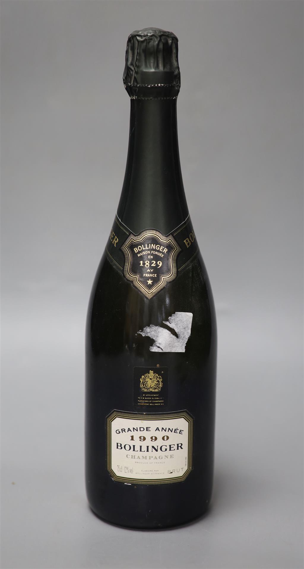 One bottle of Bollinger Grand Annee Champagne, 1990.